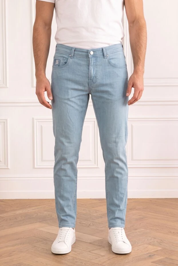 Scissor Scriptor light blue straight-leg jeans with contrasting embroidery on the pocket 196159 - photo 1