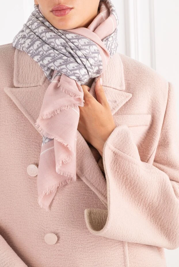 Dior women's silk scarf in pink tones with the signature oblique pattern 196344 - photo 2