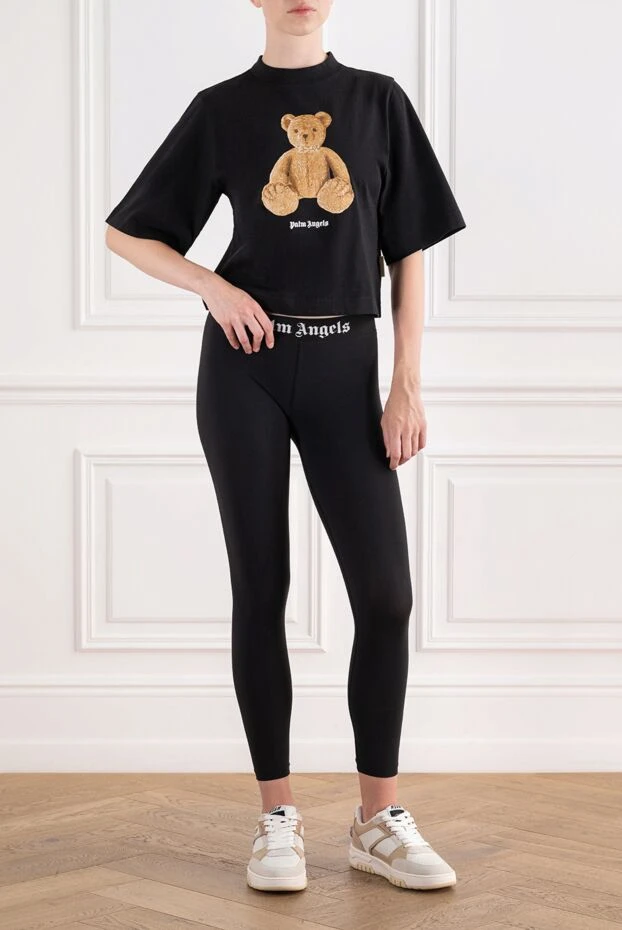 Palm Angels black cropped cotton t-shirt with teddy bear print 196410 - photo 2