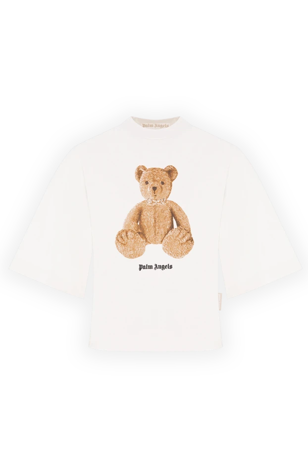 Palm Angels white cotton cropped t-shirt with iconic teddy bear print 196411 - photo 1