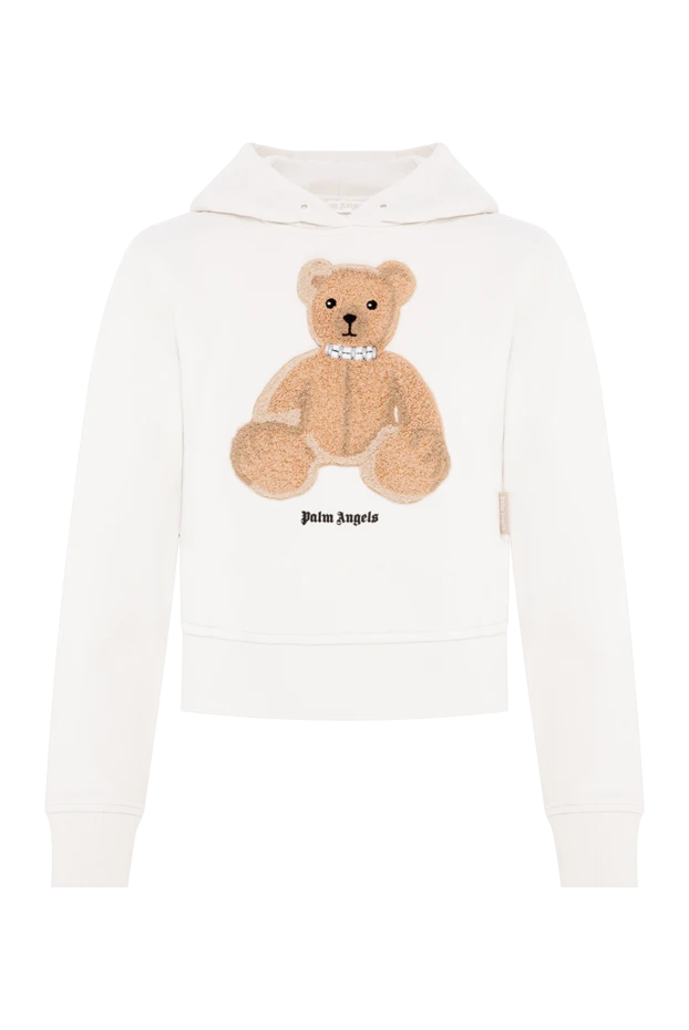 Palm Angels cropped cream hoodie with textured teddy bear applique 196417 - photo 1