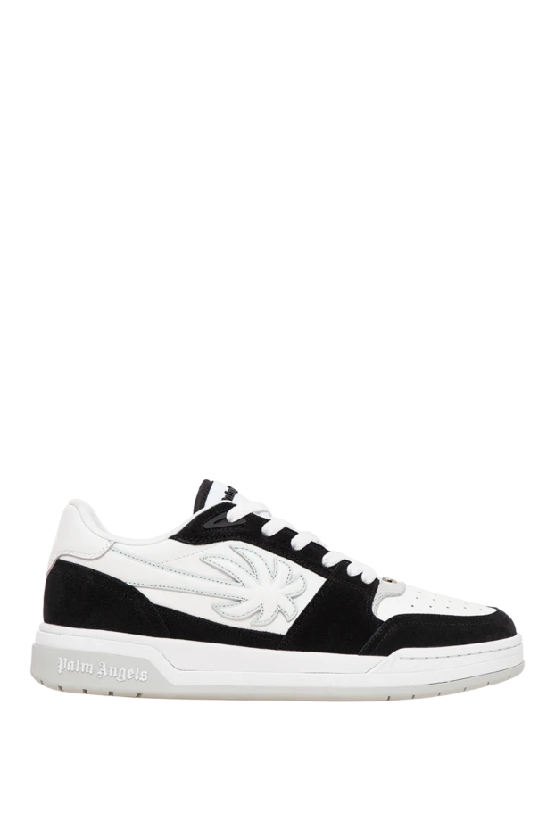 Palm Angels black and white leather palm tree sneakers with a quilted palm tree applique 196434 - photo 1