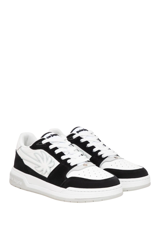 Palm Angels black and white leather palm tree sneakers with a quilted palm tree applique 196434 - photo 3