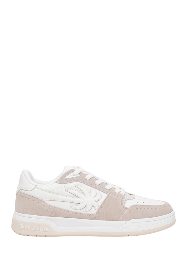 Palm Angels leather sneakers in beige and gray tones with a voluminous suede palm tree applique 196436 - photo 1