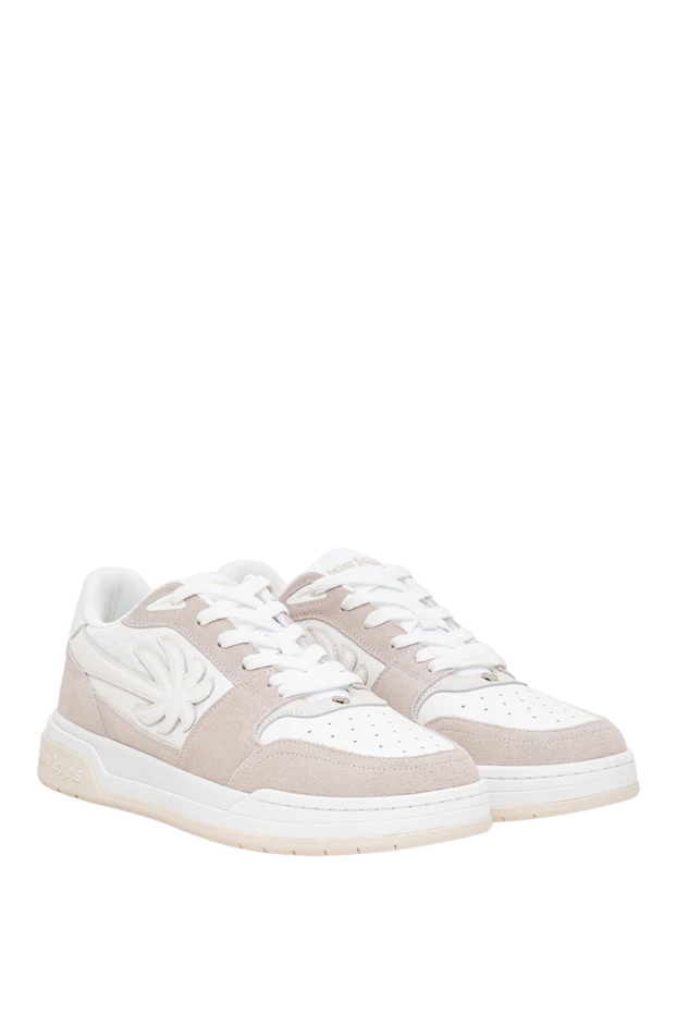 Palm Angels leather sneakers in beige and gray tones with a voluminous suede palm tree applique 196436 - photo 3
