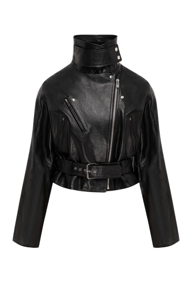 Alaia women's cropped biker jacket with an accent belt and voluminous sleeves 196464 - photo 1