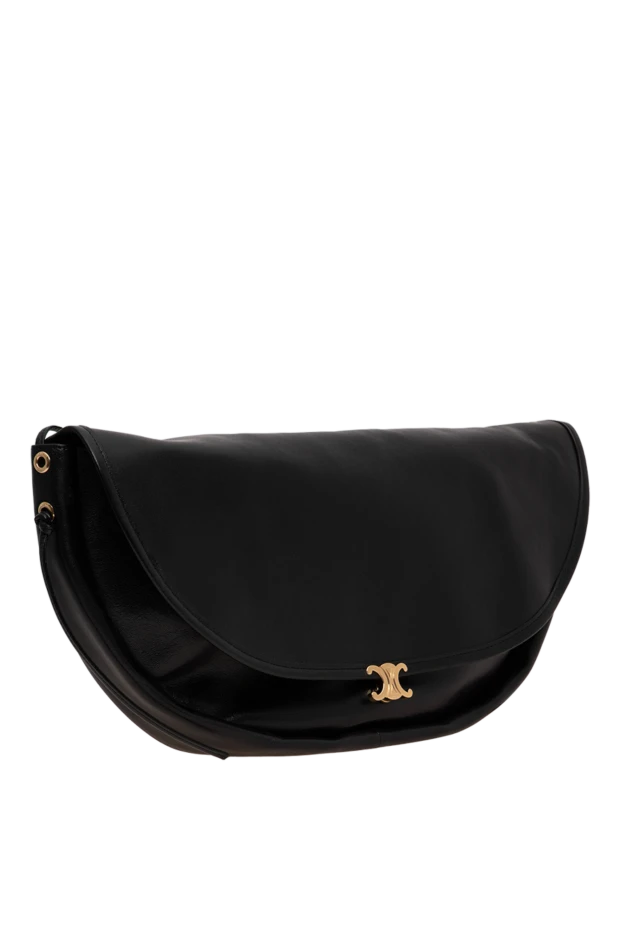 Celine triomphe halfmoon bag in shiny black lambskin 196465 - photo 3