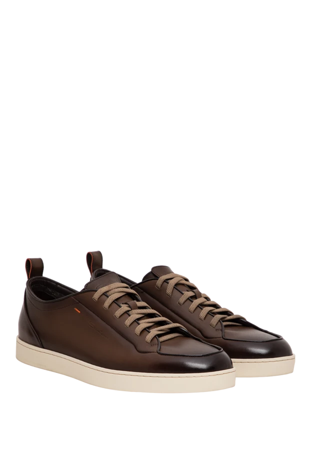 Santoni gradient-dyed leather sneakers with a contrasting orange sole 196470 - photo 3