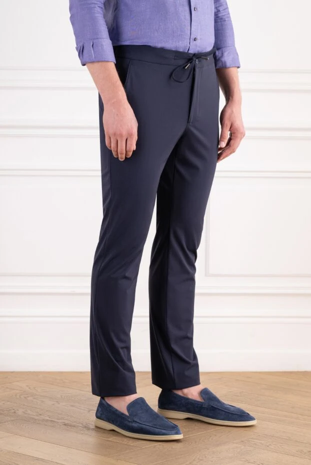 Cesare di Napoli dark blue men's casual trousers with drawstring 196584 - photo 3
