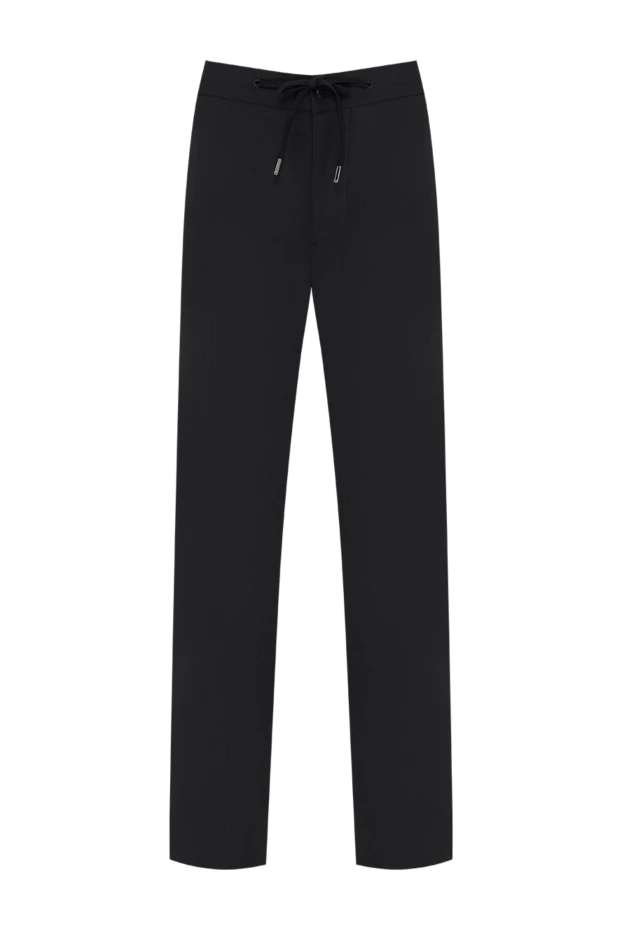 Cesare di Napoli black lightweight wool trousers with elastic waistband and drawstring 196587 - photo 1