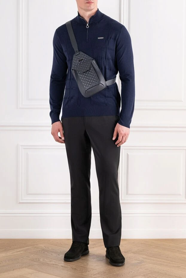 Cesare di Napoli black lightweight wool trousers with elastic waistband and drawstring 196587 - photo 2