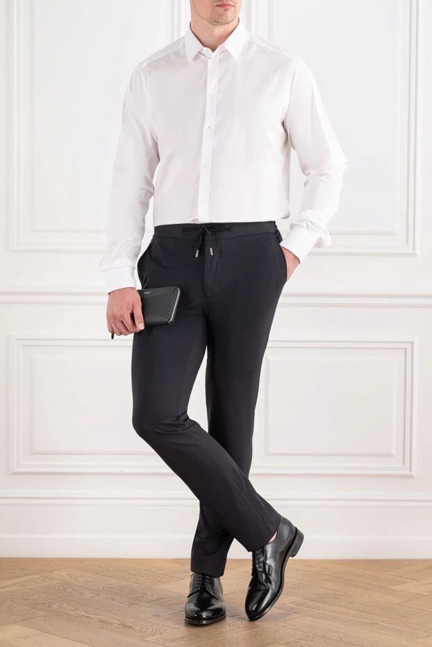 Cesare di Napoli lightweight dark grey trousers with an elastic adjustable drawstring waistband 196590 - photo 2