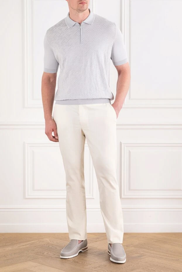 Cesare di Napoli cream chinos in premium cotton and silk with an adjustable drawstring 196603 - photo 2