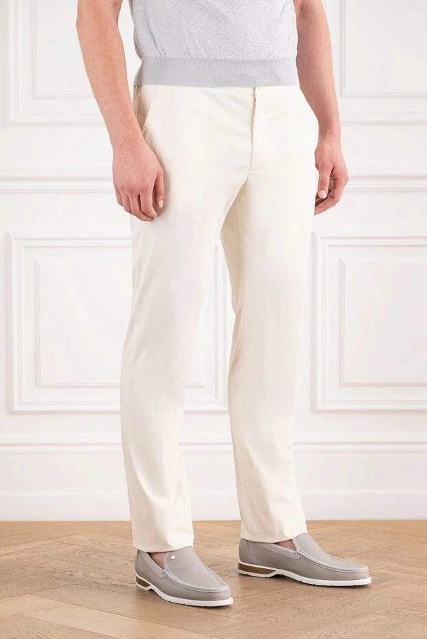 Cesare di Napoli cream chinos in premium cotton and silk with an adjustable drawstring 196603 - photo 3