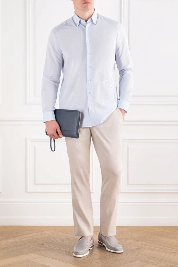 Cesare di Napoli light sand men's trousers made of premium linen and wool blend with drawstring 196605 - photo 2
