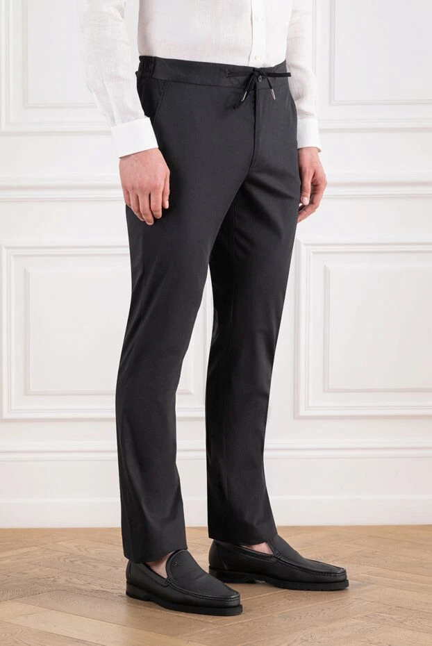 Cesare di Napoli premium black chinos in smooth silky cotton with an adjustable drawstring 196606 - photo 3