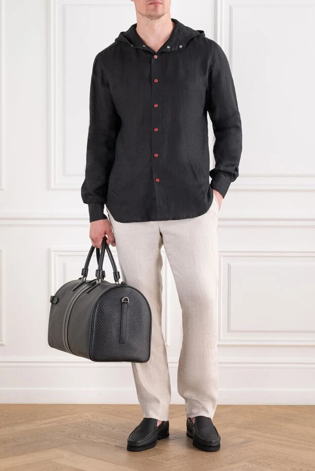 Cesare di Napoli light sand men's trousers made of premium organic linen with an adjustable drawstring 196607 - photo 2
