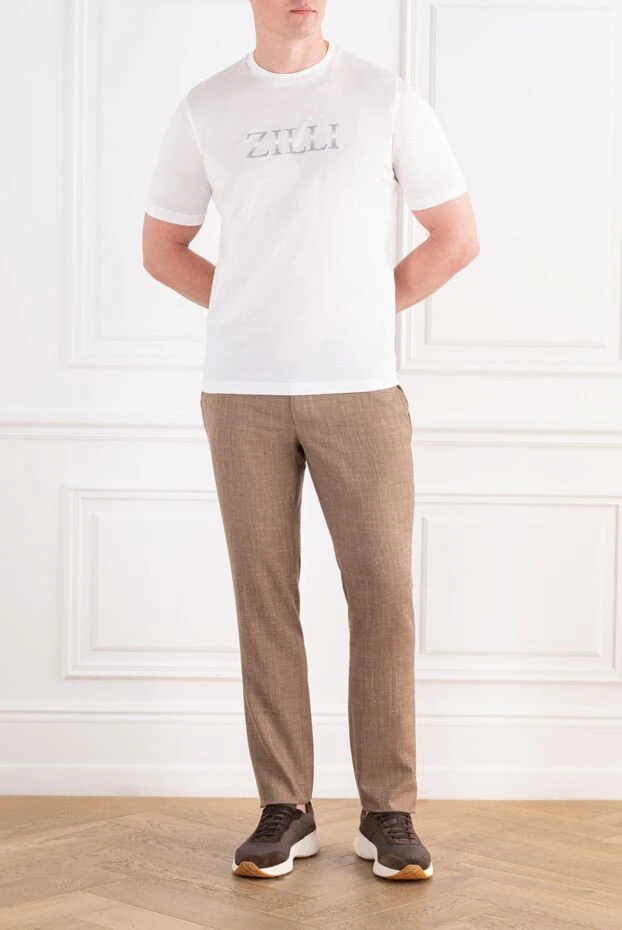 Cesare di Napoli brown men's trousers with creases made of a luxury cotton and silk blend 196612 - photo 2