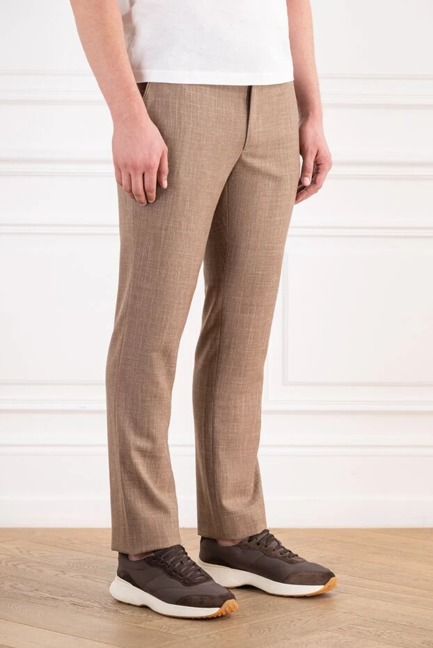 Cesare di Napoli brown men's trousers with creases made of a luxury cotton and silk blend 196612 - photo 3