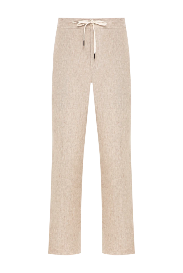Cesare di Napoli summer sand-colored linen trousers with creases and an adjustable drawstring 196613 - photo 1