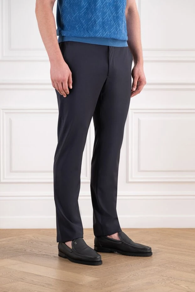 Cesare di Napoli classic navy blue suiting trousers with creases 196617 - photo 3