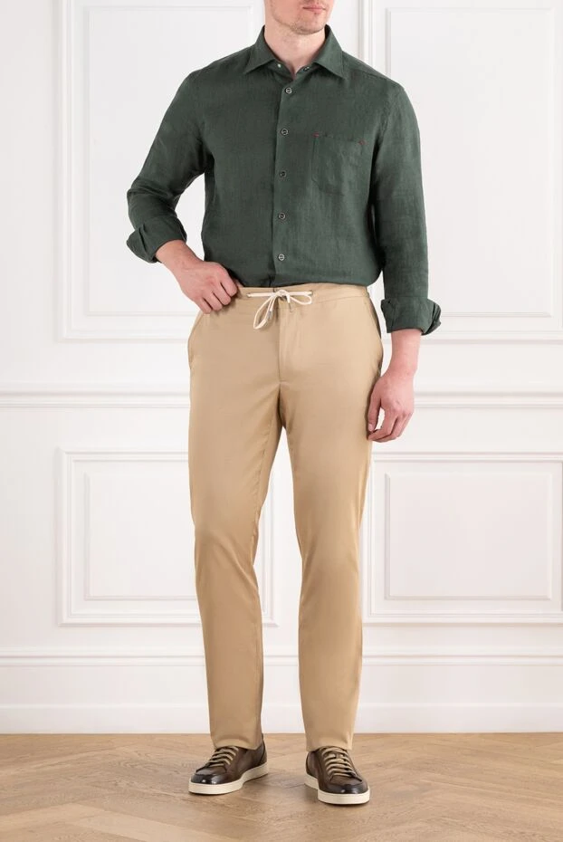 Cesare di Napoli beige men's chinos made from a premium cotton and silk blend 196618 - photo 2