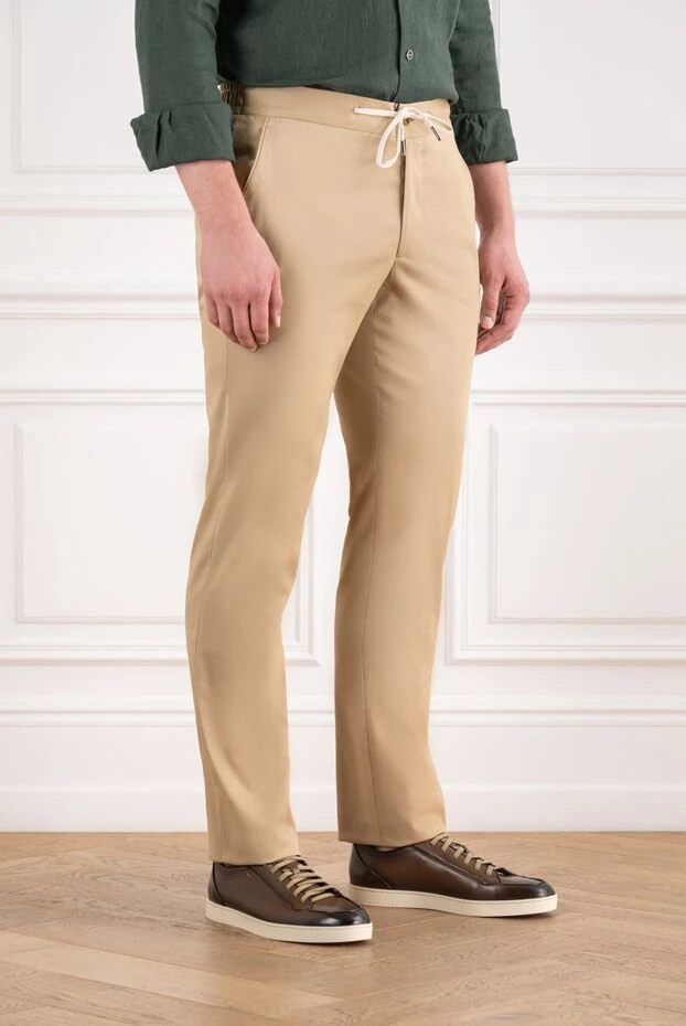 Cesare di Napoli beige men's chinos made from a premium cotton and silk blend 196618 - photo 3