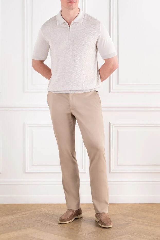 Cesare di Napoli light beige men's chinos with drawstring made of smooth premium cotton 196621 - photo 2