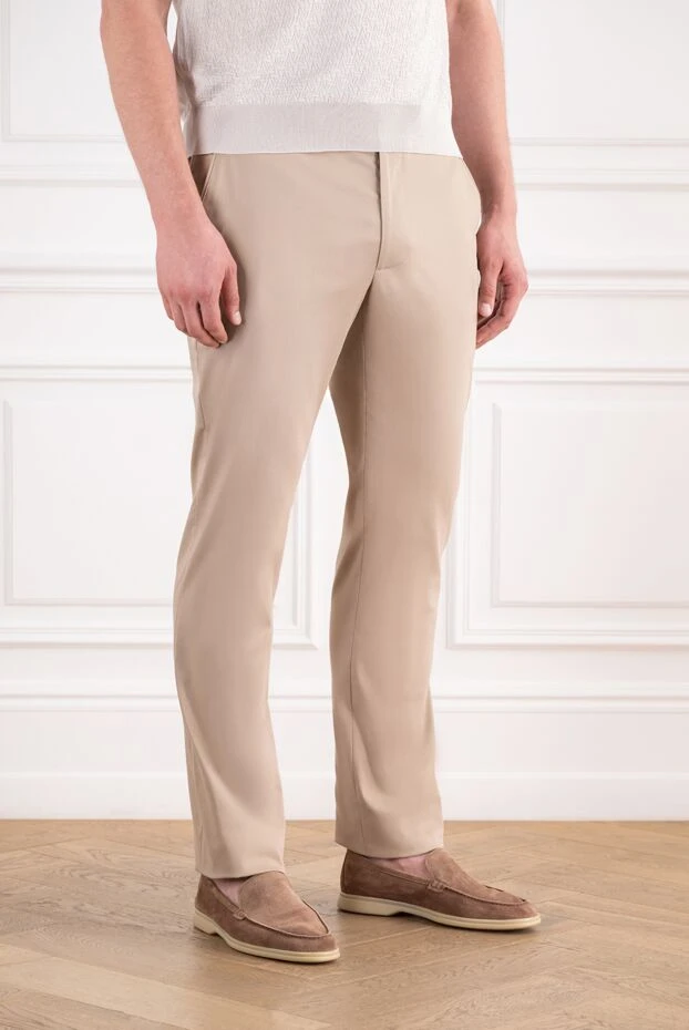 Cesare di Napoli light beige men's chinos with drawstring made of smooth premium cotton 196621 - photo 3