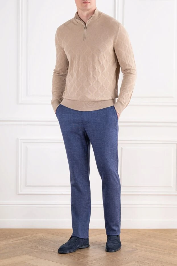 Cesare di Napoli blue men's casual trousers with drawstring 196624 - photo 2