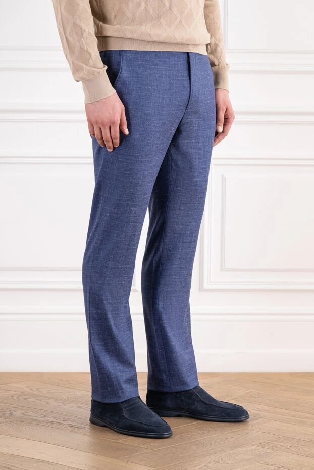 Cesare di Napoli blue men's casual trousers with drawstring 196624 - photo 3