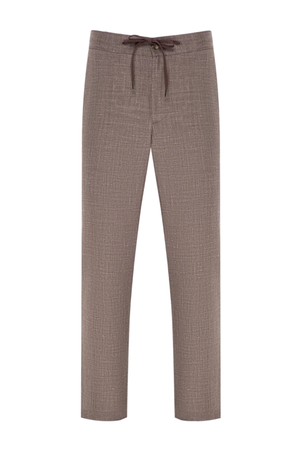 Cesare di Napoli light brown men's chinos with drawstring made of smooth premium material 196627 - photo 1