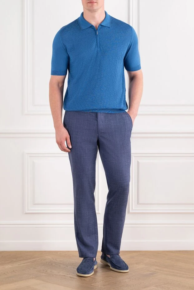 Cesare di Napoli elegant light blue trousers with creases made from an exclusive wool and silk blend 196628 - photo 2