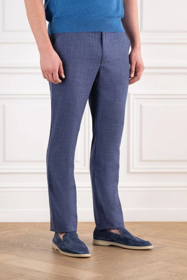 Cesare di Napoli elegant light blue trousers with creases made from an exclusive wool and silk blend 196628 - photo 3