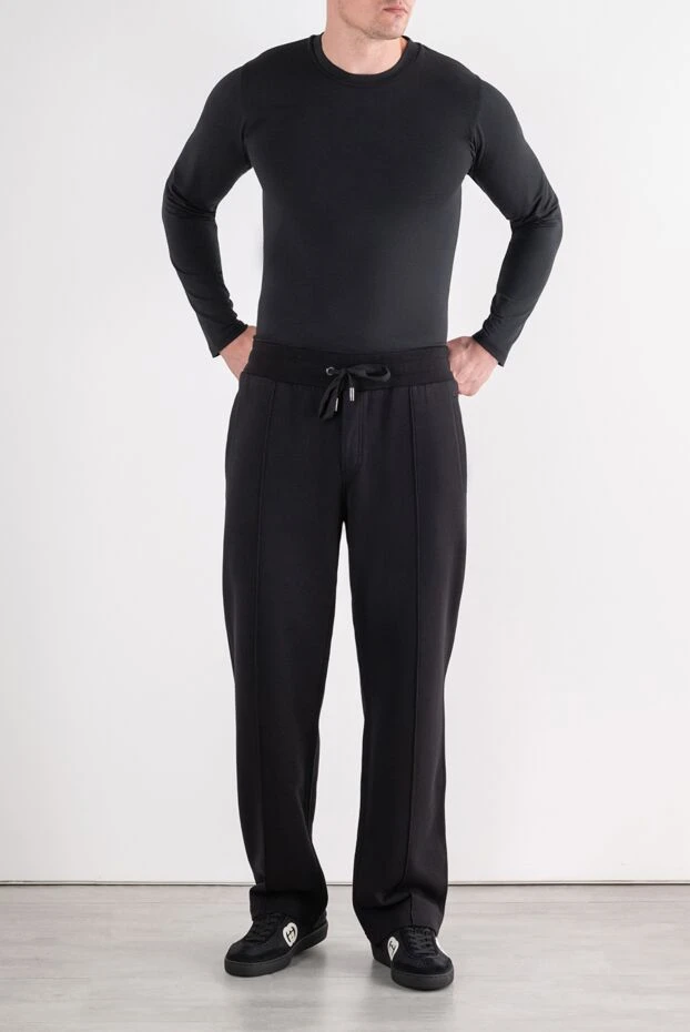 Dolce & Gabbana men's black straight-leg sweatpants made of thick italian jersey 196637 - photo 2
