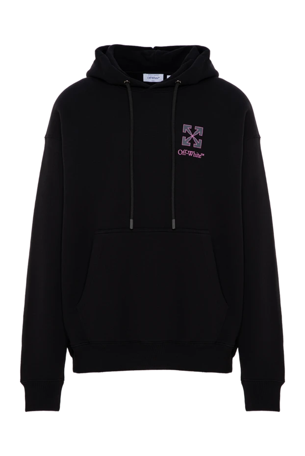 Off-White black cotton hoodie with a light embroidered logo on the chest 196645 - photo 1