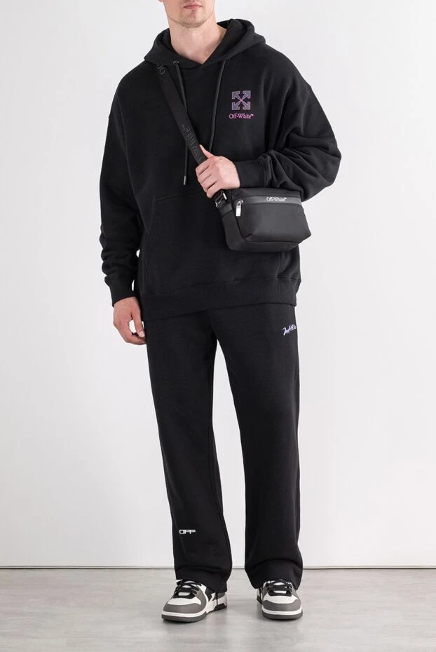 Off-White black cotton hoodie with a light embroidered logo on the chest 196645 - photo 2