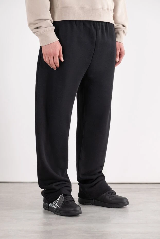 Off-White men's black straight-leg drawstring trousers made of smooth selective cotton 196648 - photo 3