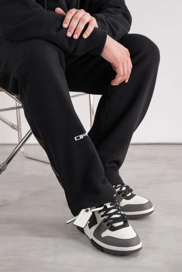 Off-White чоловічі шкіряні комбіновані кросівки out of office з контрастними стрілками 196650 - фото 2