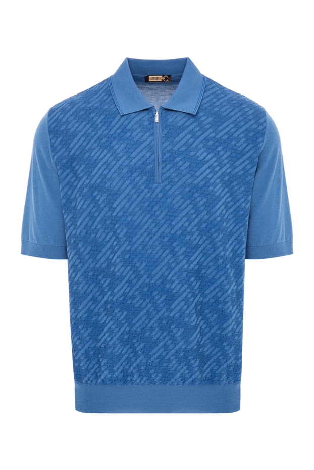 Zilli men's light blue jersey polo shirt with a textured jacquard pattern 196672 - photo 1