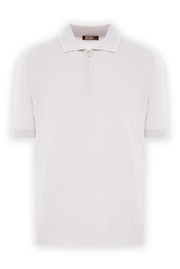 Zilli men's cream knit polo shirt with raised chevron pattern 196673 - photo 1
