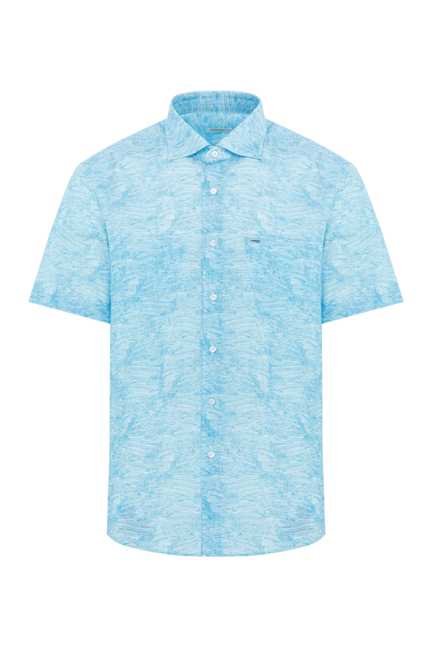 Zilli blue short-sleeved shirt with a painterly abstract print 196681 - photo 1