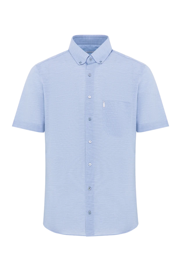 Zilli light blue cotton shirt with a button-down collar and short sleeves 196682 - photo 1