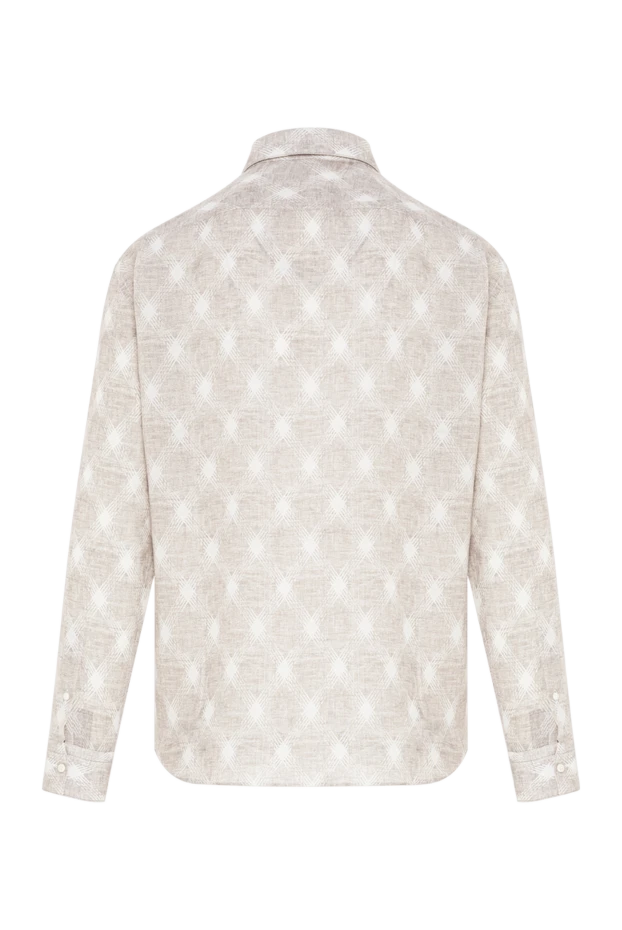 Zilli beige cotton and linen shirt with a large geometric print 196686 - photo 3