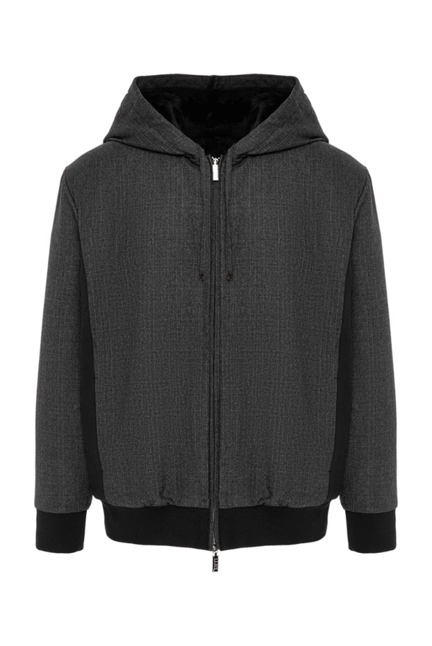 Zilli gray combined bomber jacket made of wool and silk with natural fur 196700 - photo 1