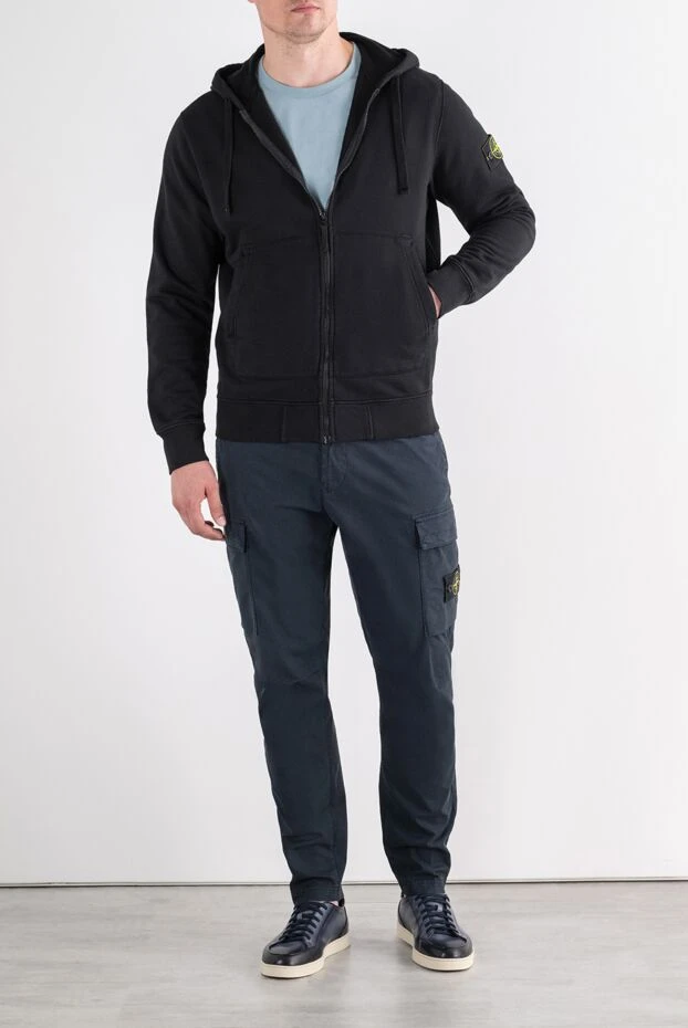 Stone Island men's navy blue technical stretch cotton cargo pants 196717 - photo 2