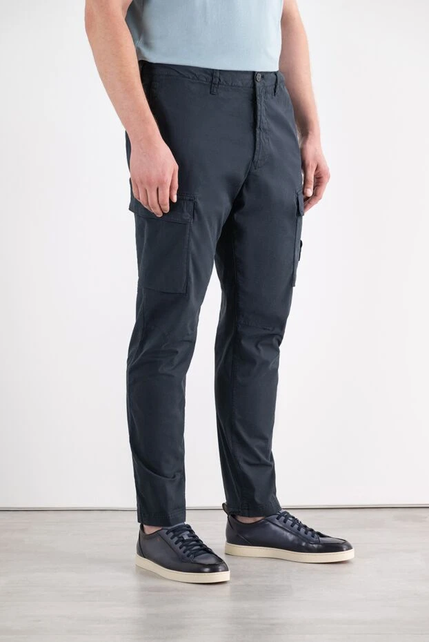 Stone Island men's navy blue technical stretch cotton cargo pants 196717 - photo 3