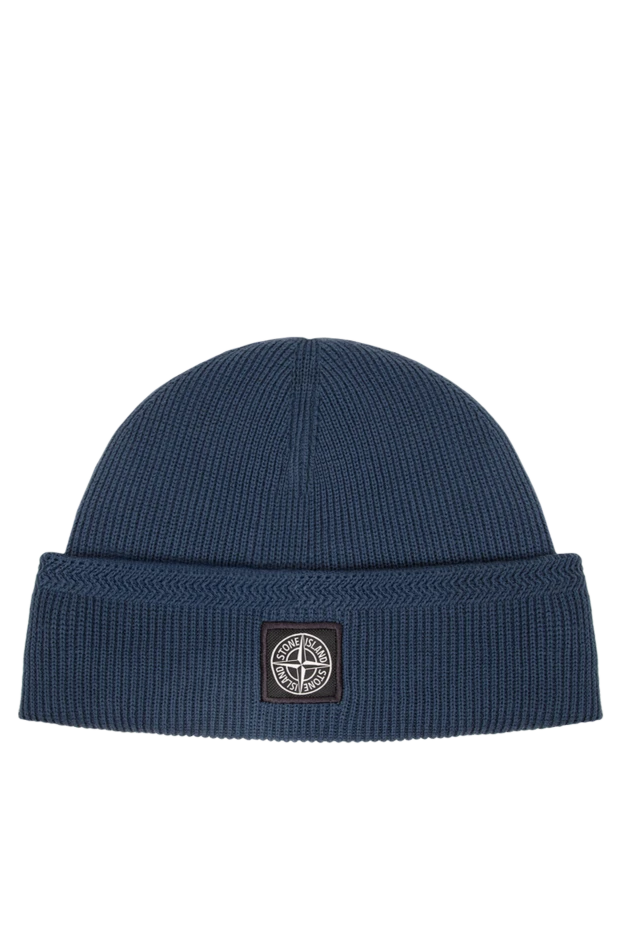 Stone Island men's blue and melange cotton hat with a pattern on the lapel 196730 - photo 1