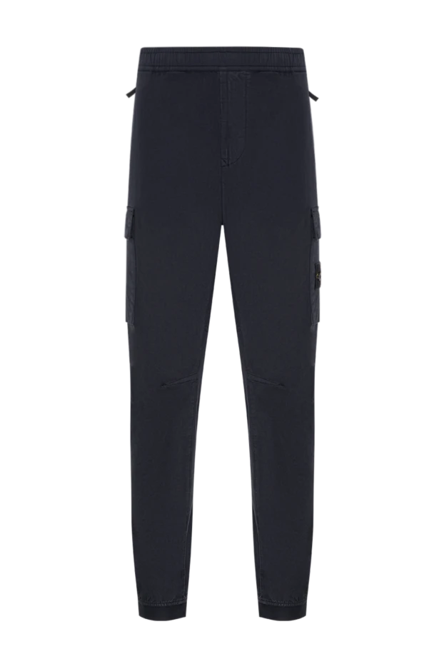 Stone Island men's navy blue cargo pants with elastic cuffs 196764 - photo 1