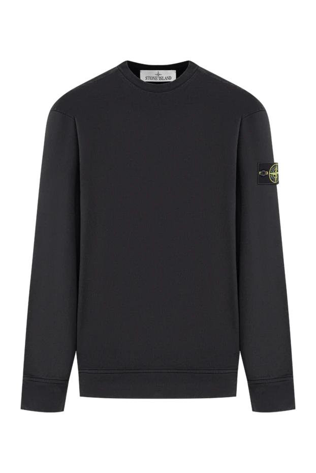Men's sweatshirt in classic black with a patch on the sleeve - photo 1